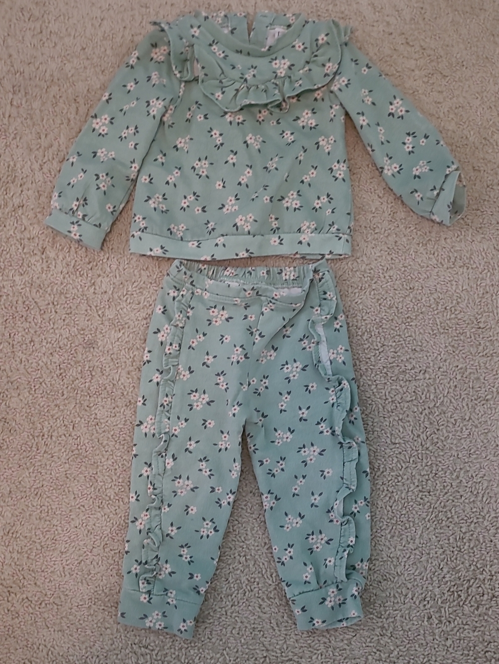 Nicole Miller Girls Mint Green Floral Ruffle Matching Set